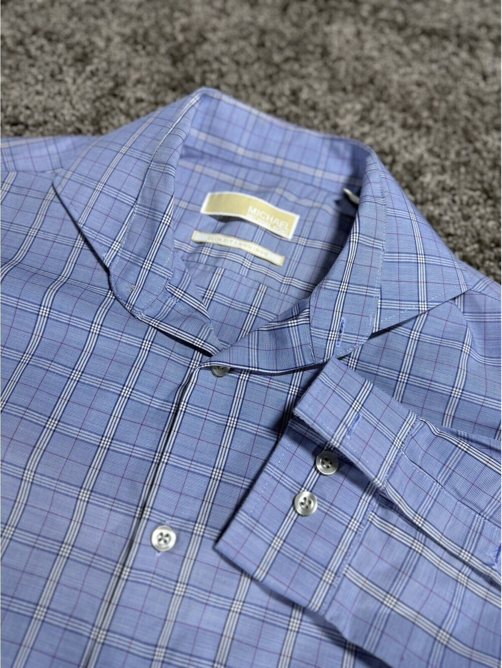 Michael Kors Mens Slim Fit Dress Shirt Size 15 1/2 - 34/35 Medium - Blue